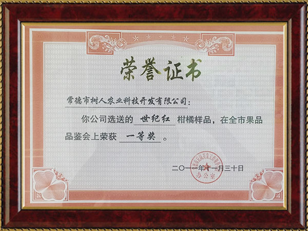 世紀(jì)紅2011榮譽證書